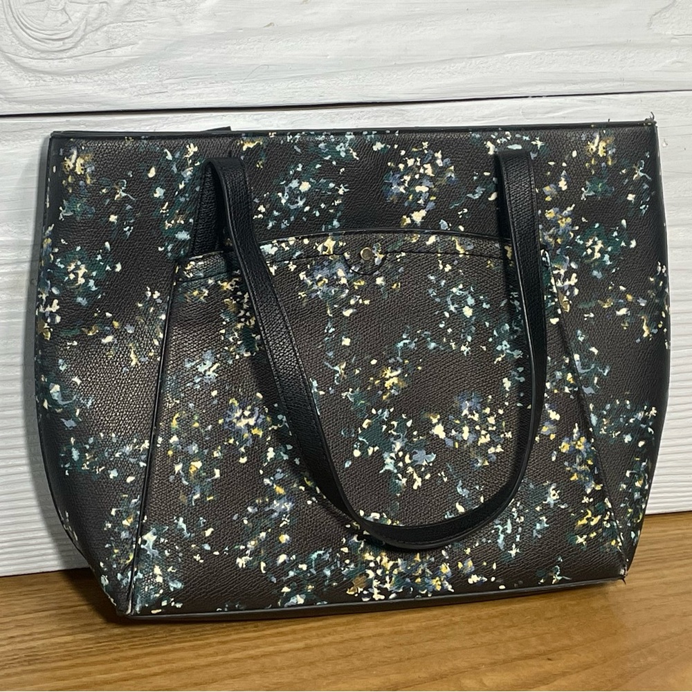A New Day Black Purse Tote Bag with Floral Print